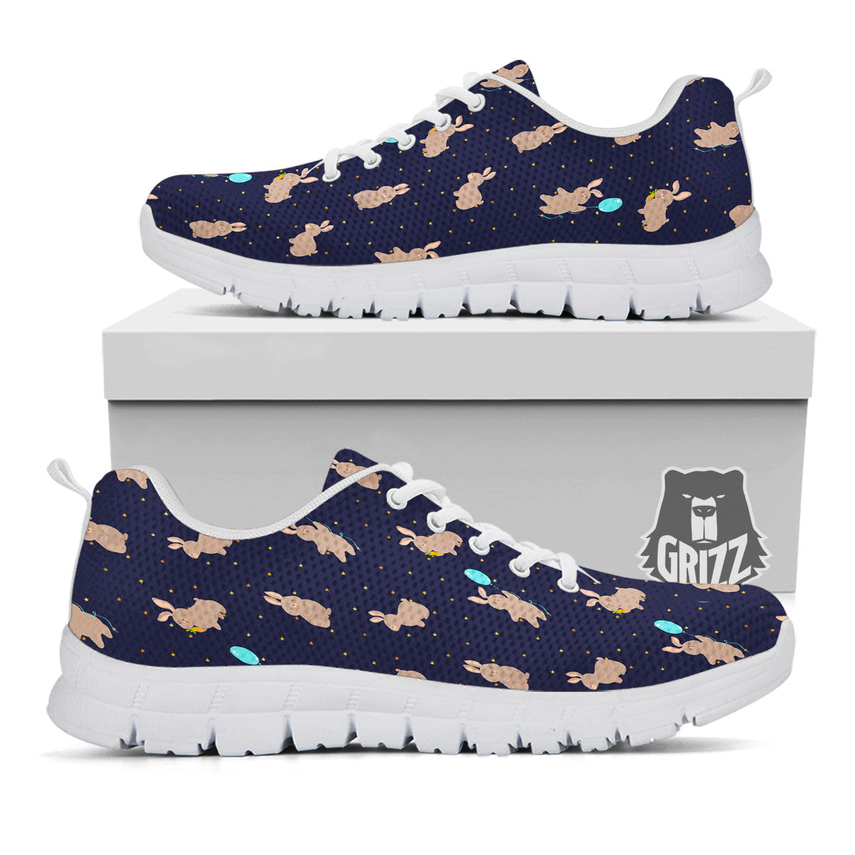 Pattern Mini Rabbit Print White Sneaker-grizzshop