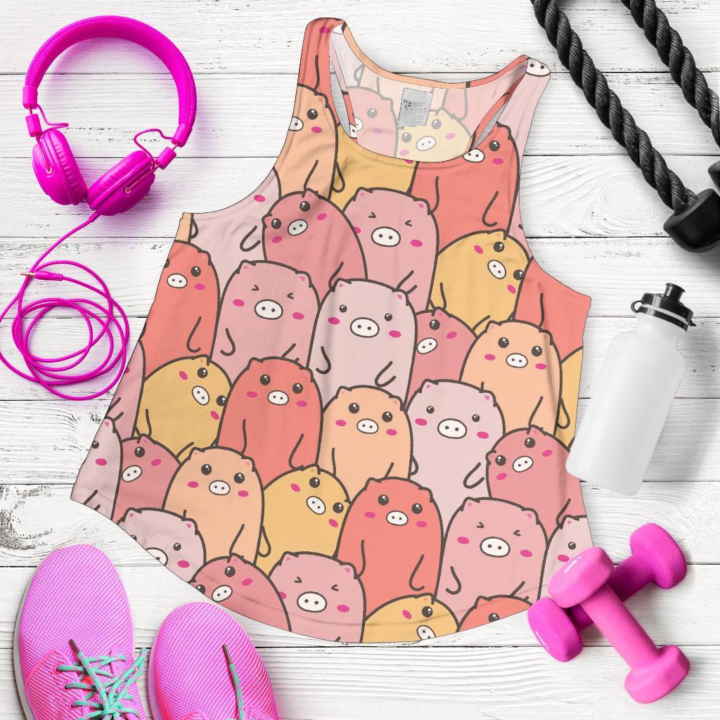 Pattern Pig Print Racerback Tank Tops-grizzshop