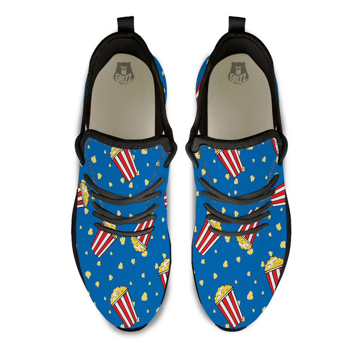 Pattern Popcorn Print Black Athletic Shoes-grizzshop