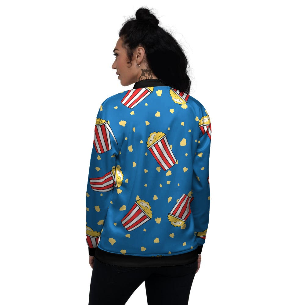 Pattern Popcorn Print Women's Bomber Jacket-grizzshop