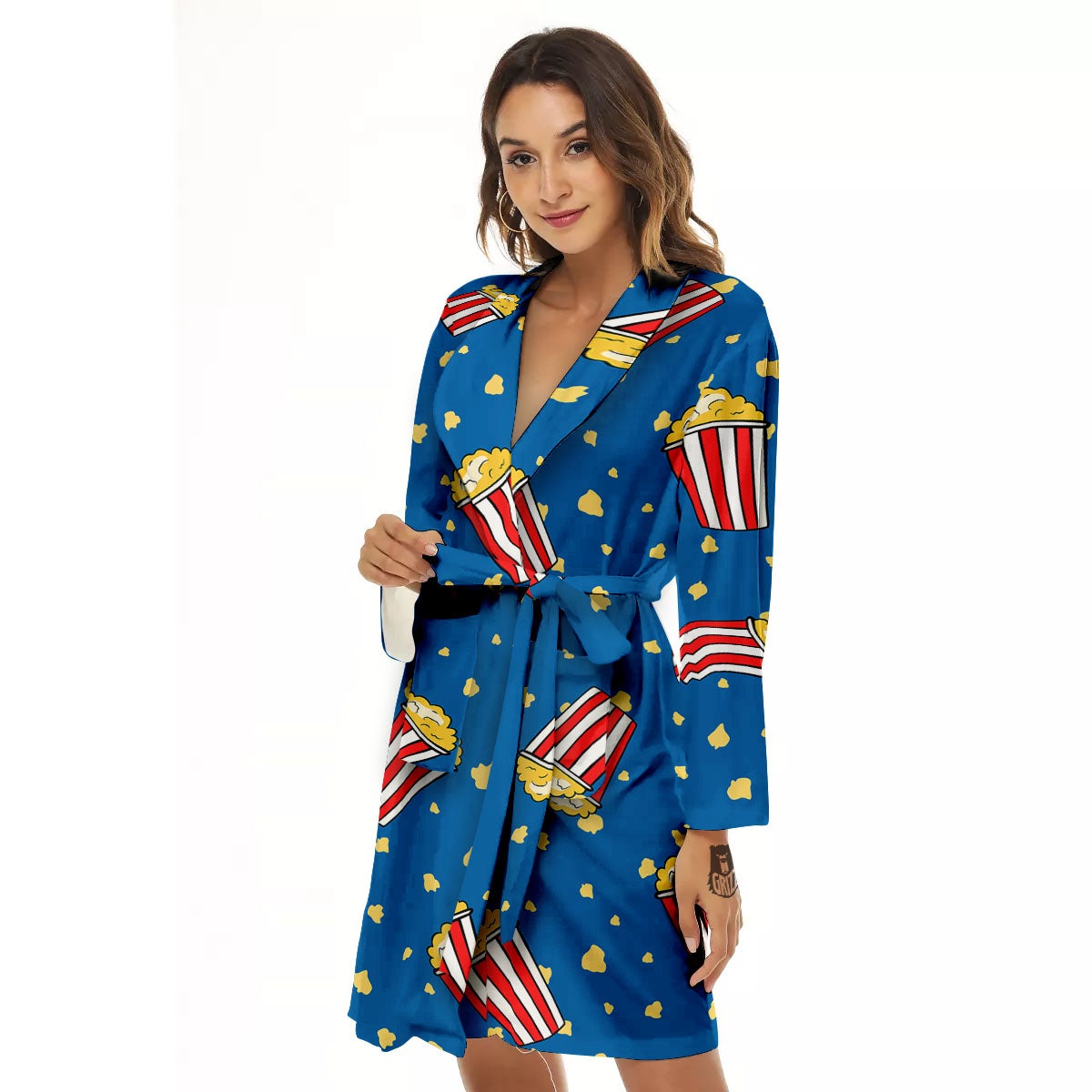 Pattern Popcorn Print Women's Robe-grizzshop