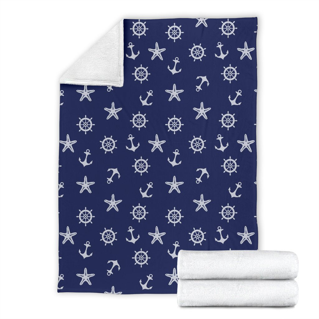 Pattern Print Anchor Nautical Blanket-grizzshop