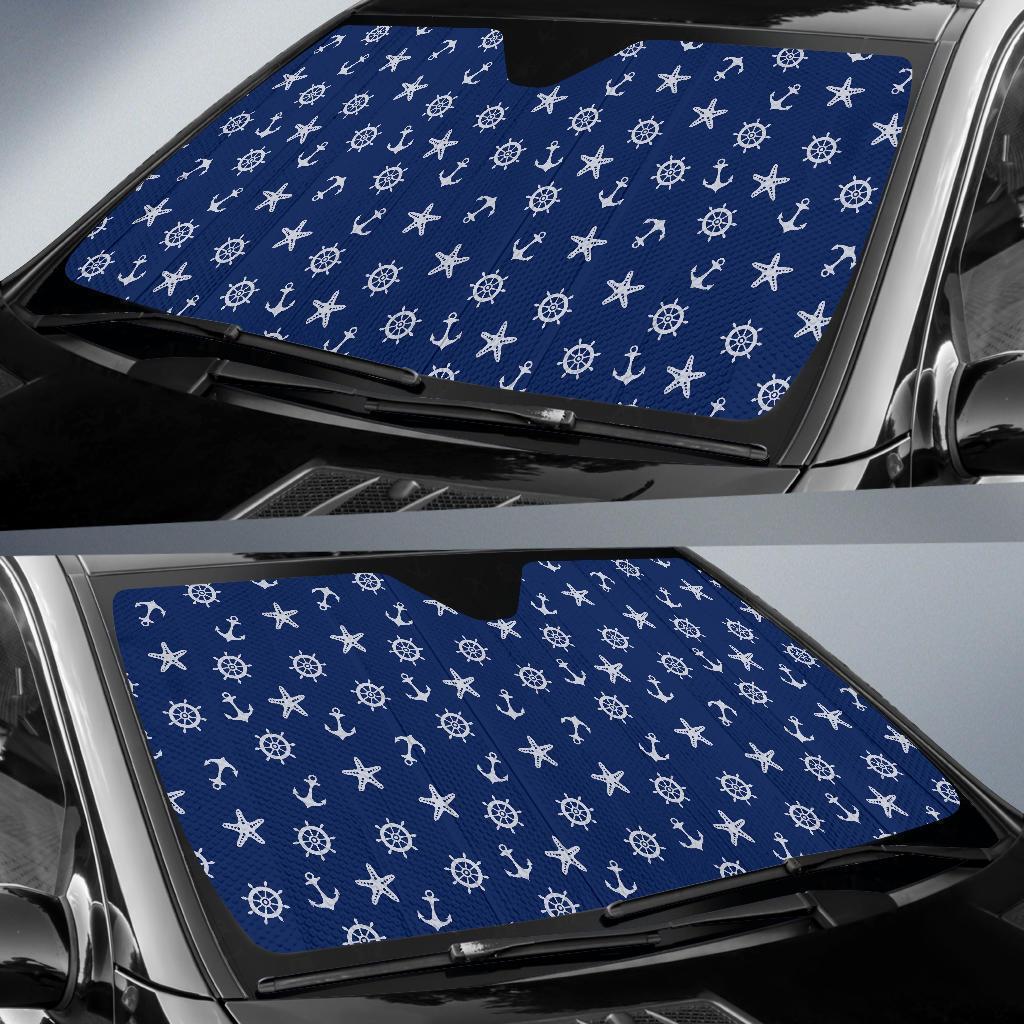Pattern Print Anchor Nautical Car Sun Shade-grizzshop