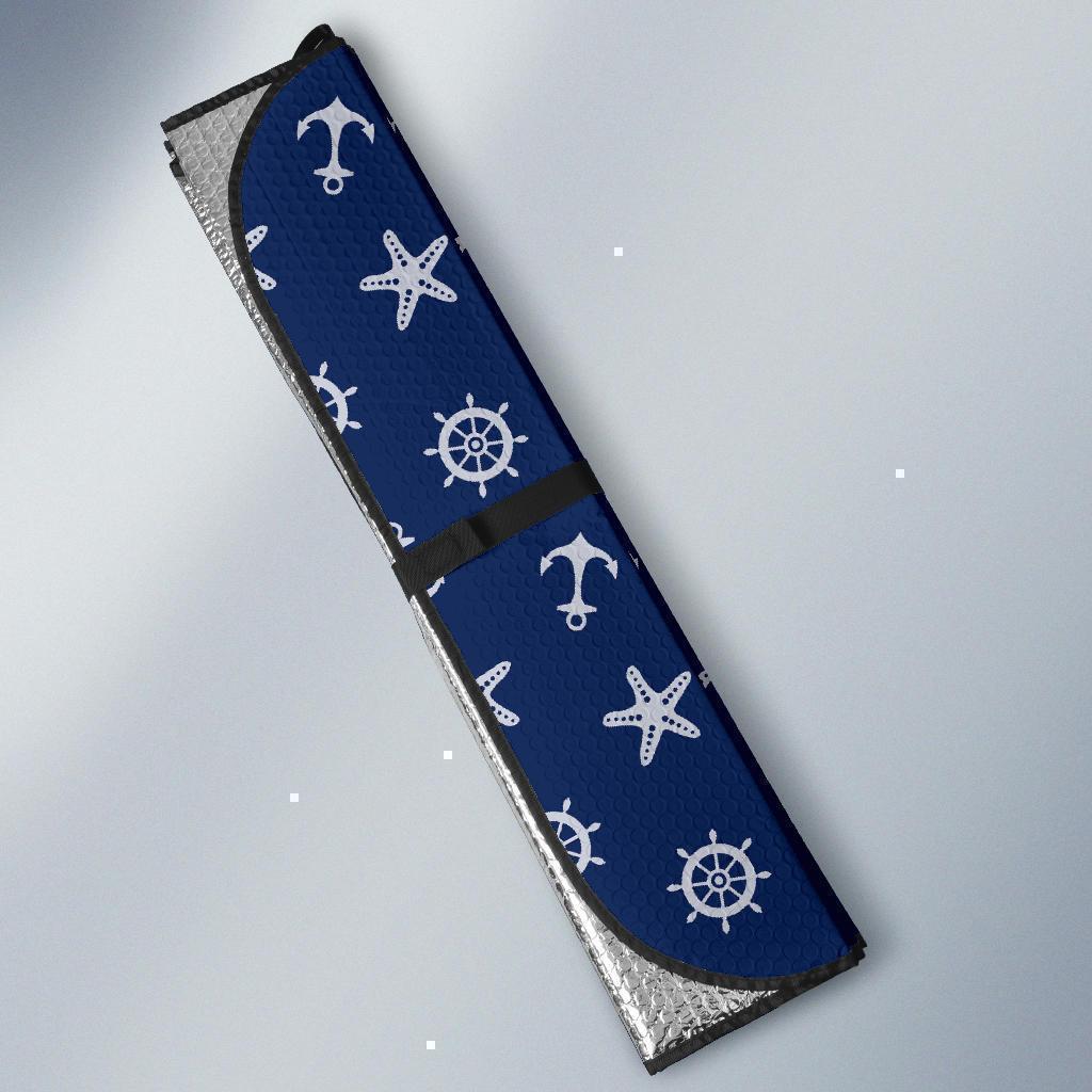 Pattern Print Anchor Nautical Car Sun Shade-grizzshop