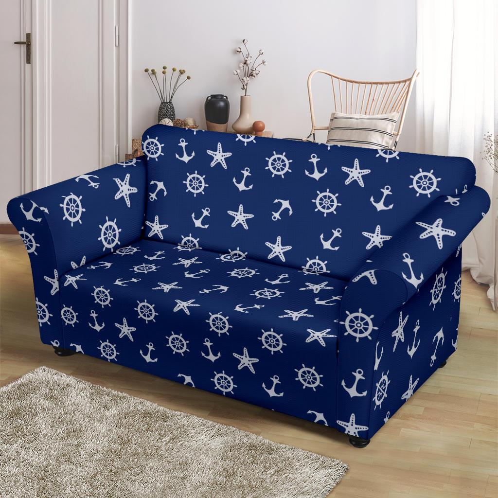 Pattern Print Anchor Nautical Loveseat Cover-grizzshop