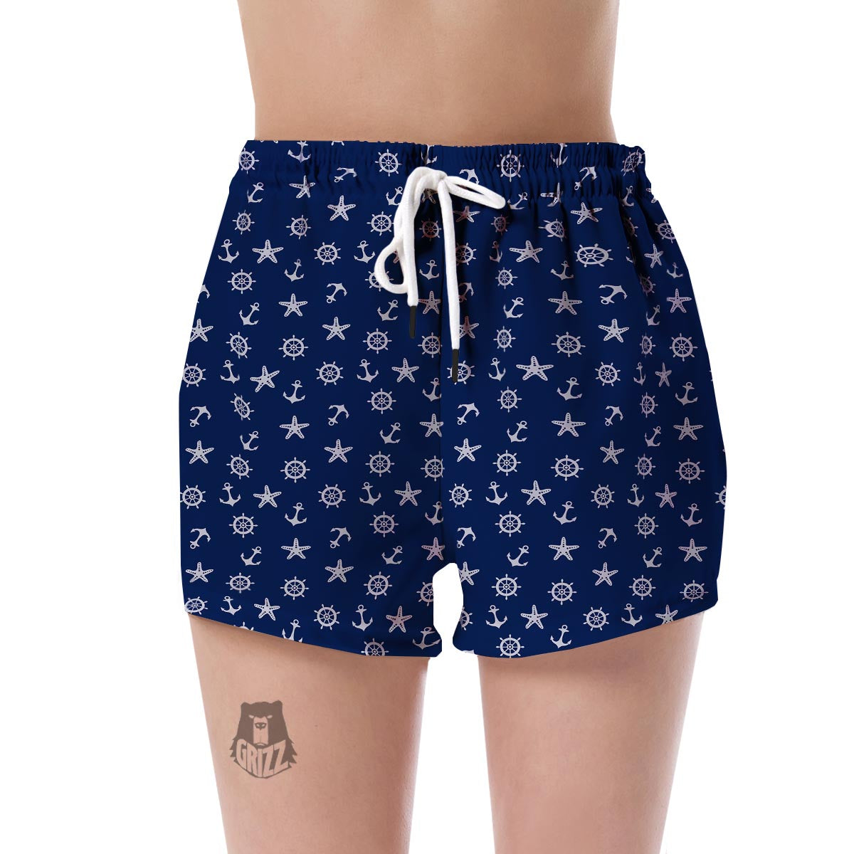 Pattern Print Anchor Nautical Women's Shorts-grizzshop