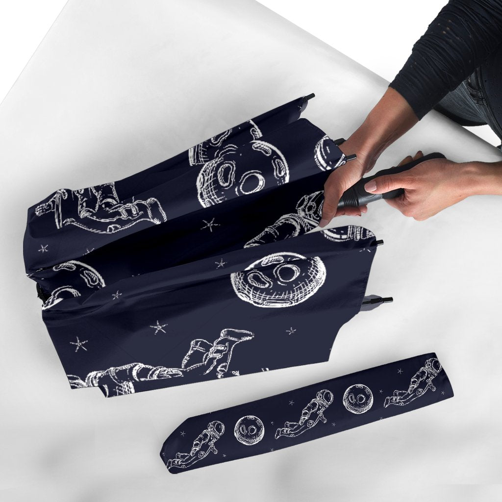 Pattern Print Astronaut Automatic Foldable Umbrella-grizzshop