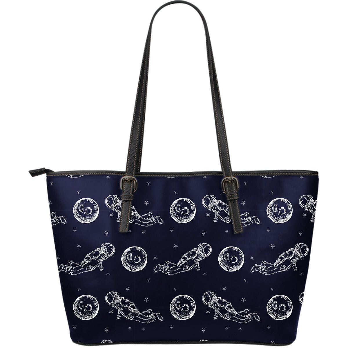 Pattern Print Astronaut Leather Tote Bag-grizzshop