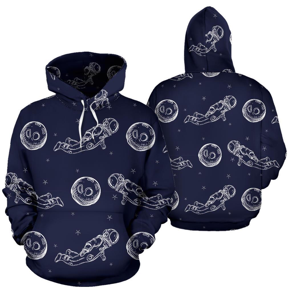 Pattern Print Astronaut Men Women Pullover Hoodie-grizzshop