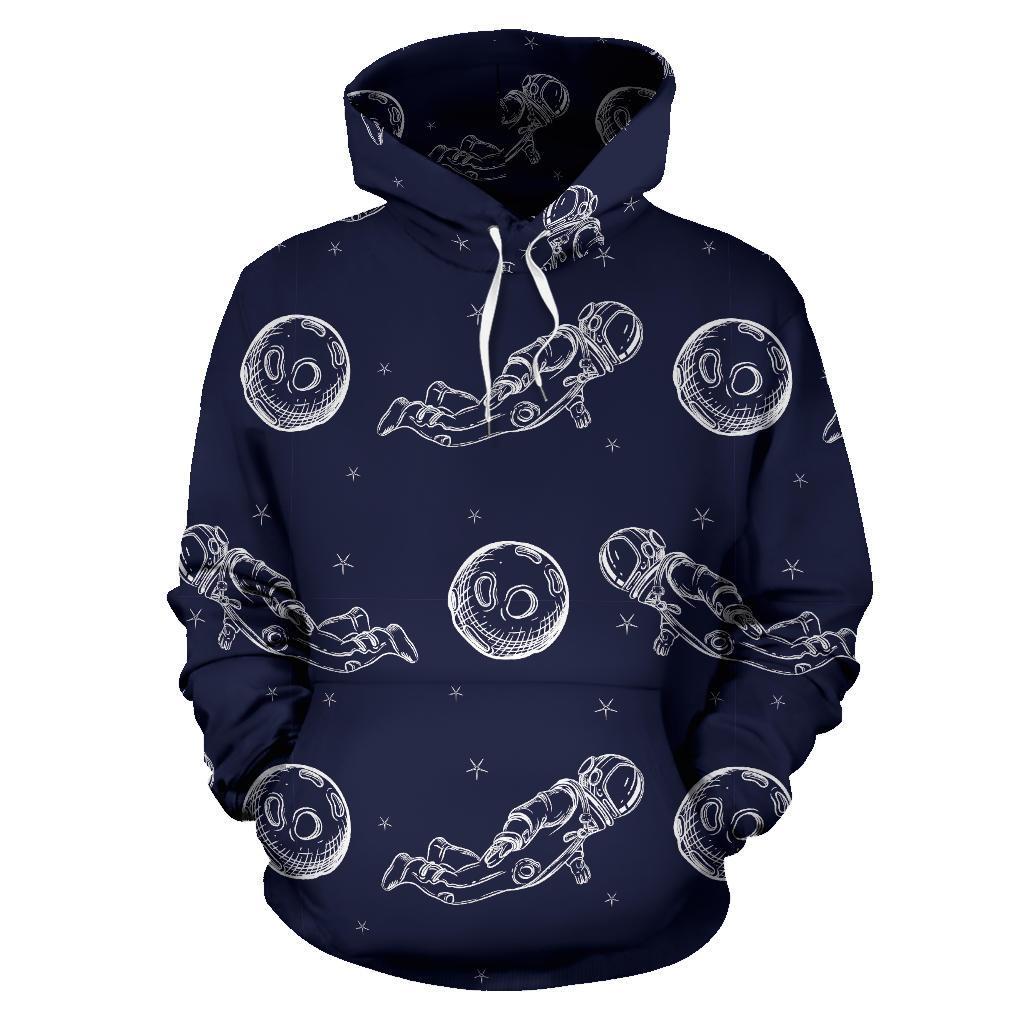 Pattern Print Astronaut Men Women Pullover Hoodie-grizzshop