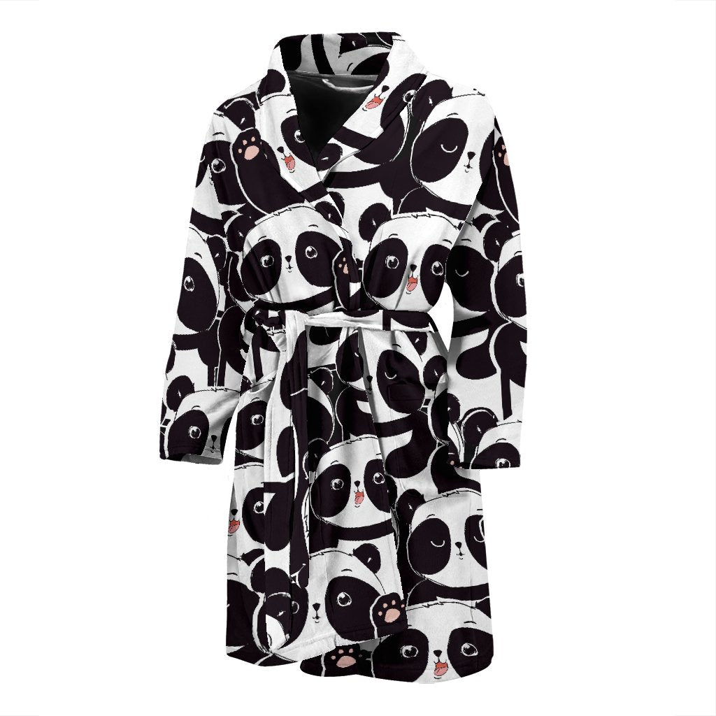 Pattern Print Baby Panda Men Long Robe-grizzshop