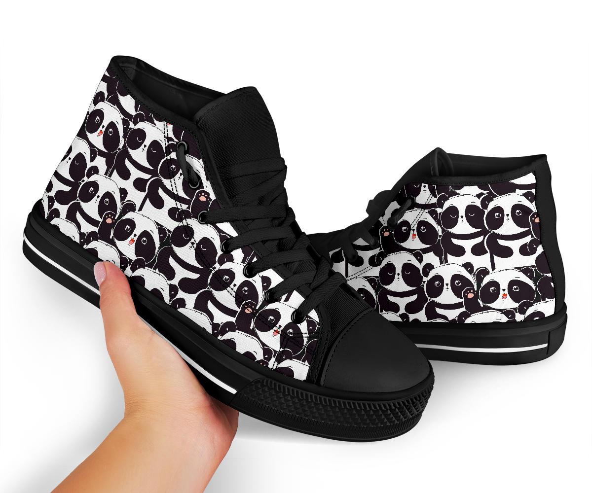 Pattern Print Baby Panda Men Women's High Top Shoes-grizzshop