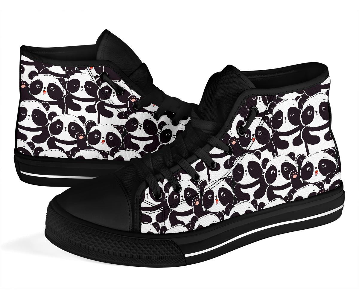 Pattern Print Baby Panda Men Women's High Top Shoes-grizzshop