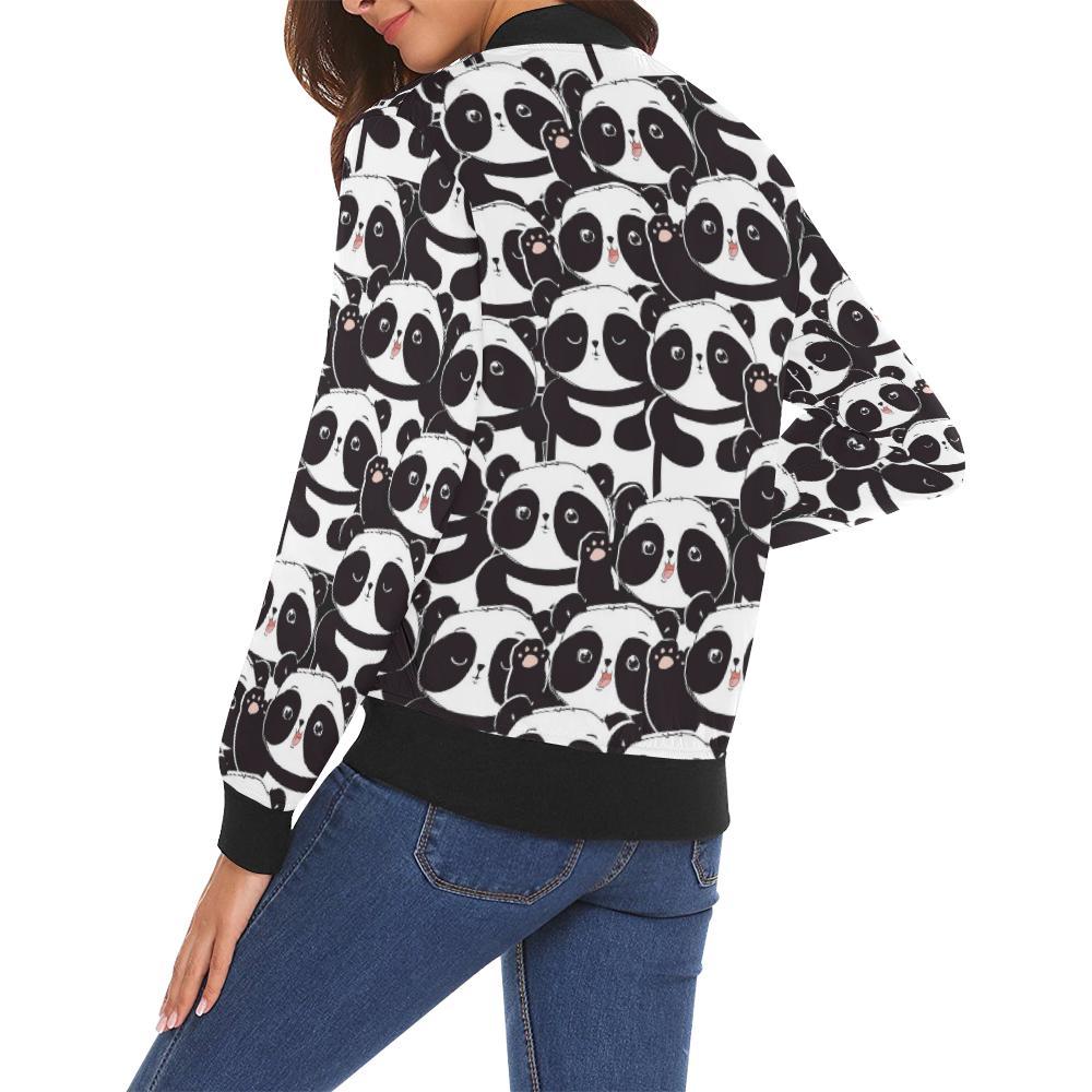 Pattern Print Baby Panda Women Casual Bomber Jacket-grizzshop