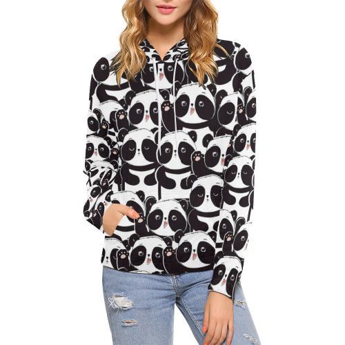 Pattern Print Baby Panda Women Pullover Hoodie-grizzshop
