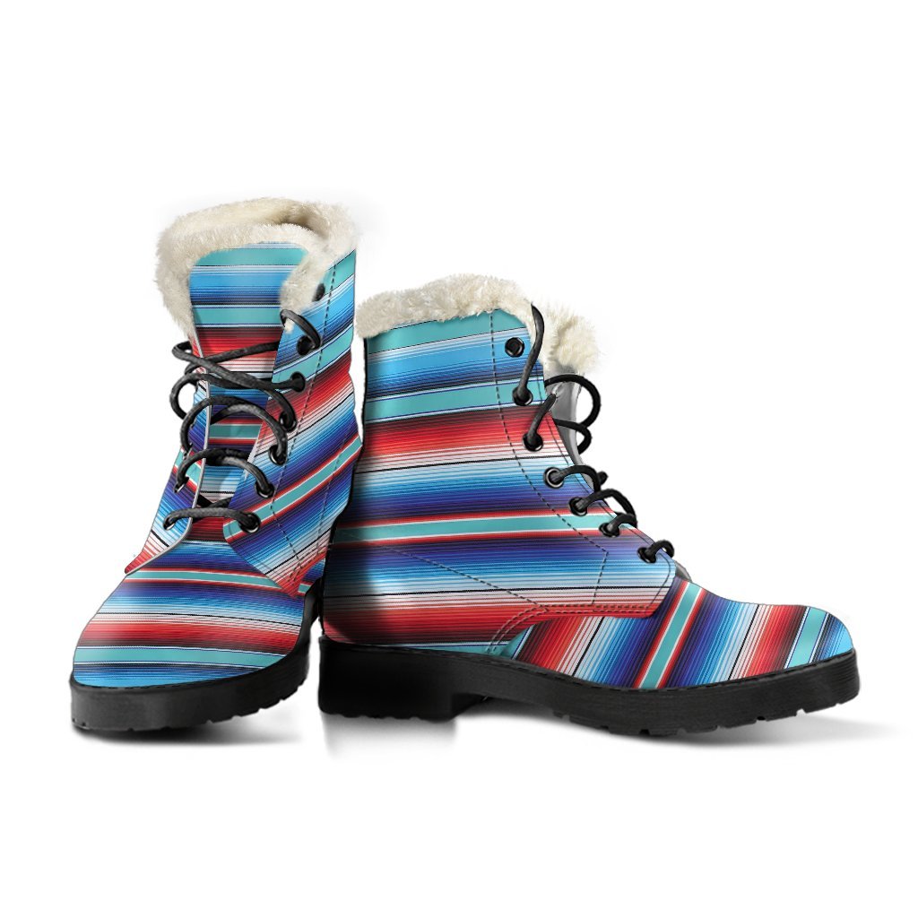 Pattern Print Baja Mexican Blanket Serape Comfy Winter Boots-grizzshop