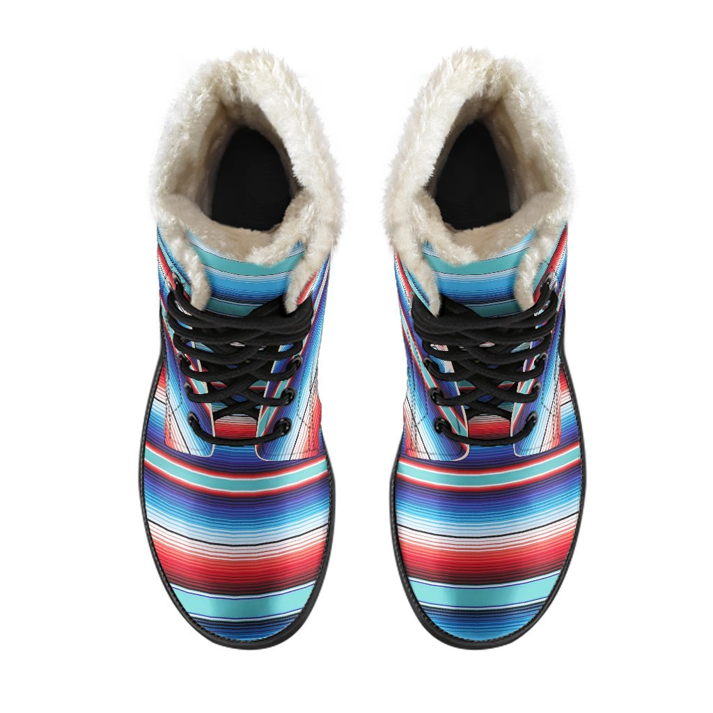 Pattern Print Baja Mexican Blanket Serape Comfy Winter Boots-grizzshop