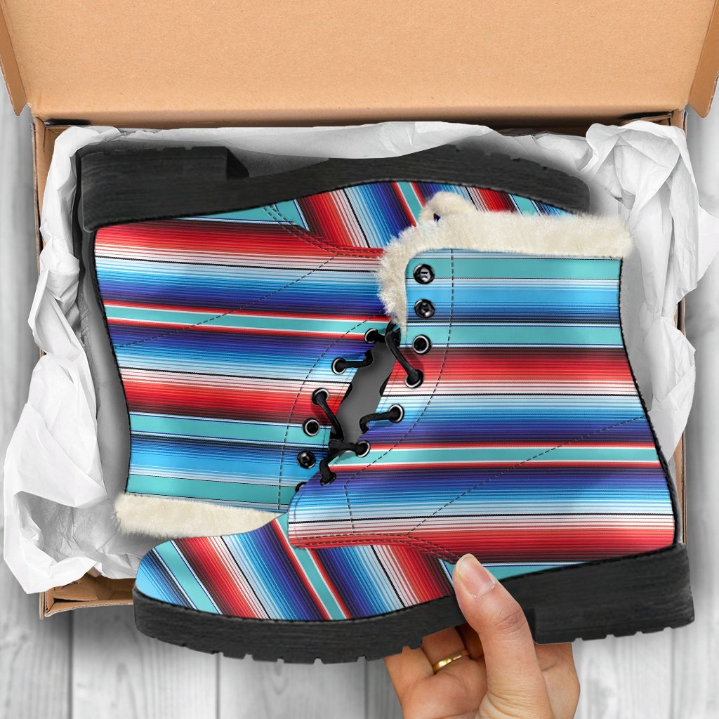 Pattern Print Baja Mexican Blanket Serape Comfy Winter Boots-grizzshop