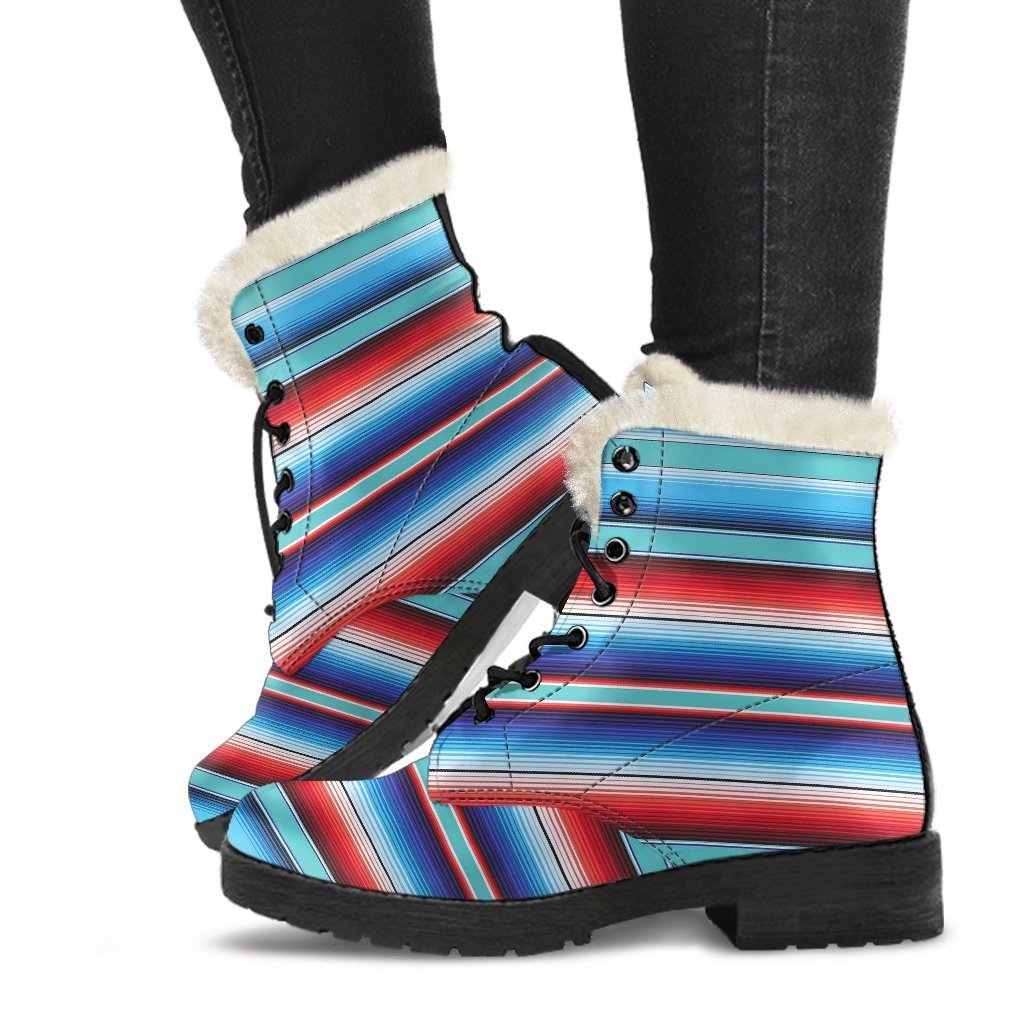Pattern Print Baja Mexican Blanket Serape Comfy Winter Boots-grizzshop