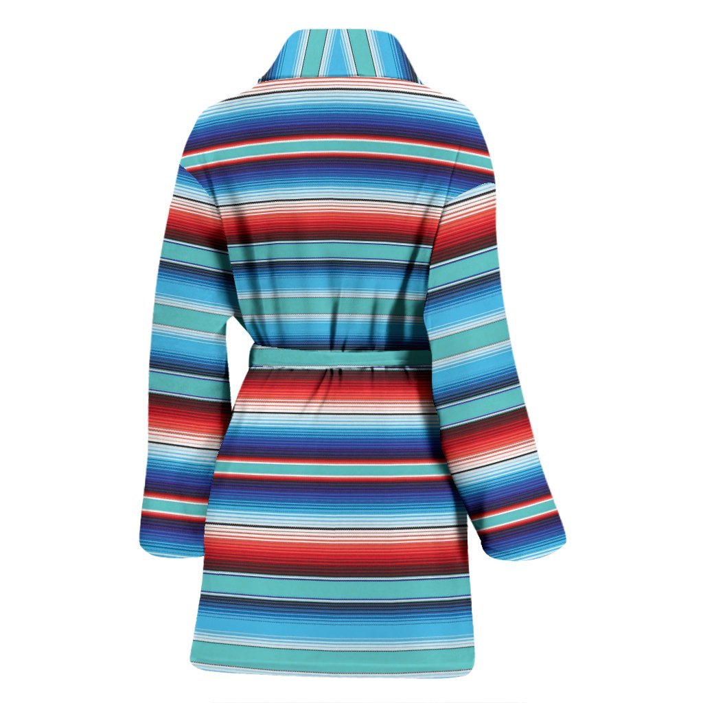 Pattern Print Baja Mexican Blanket Serape Women Long Robe-grizzshop