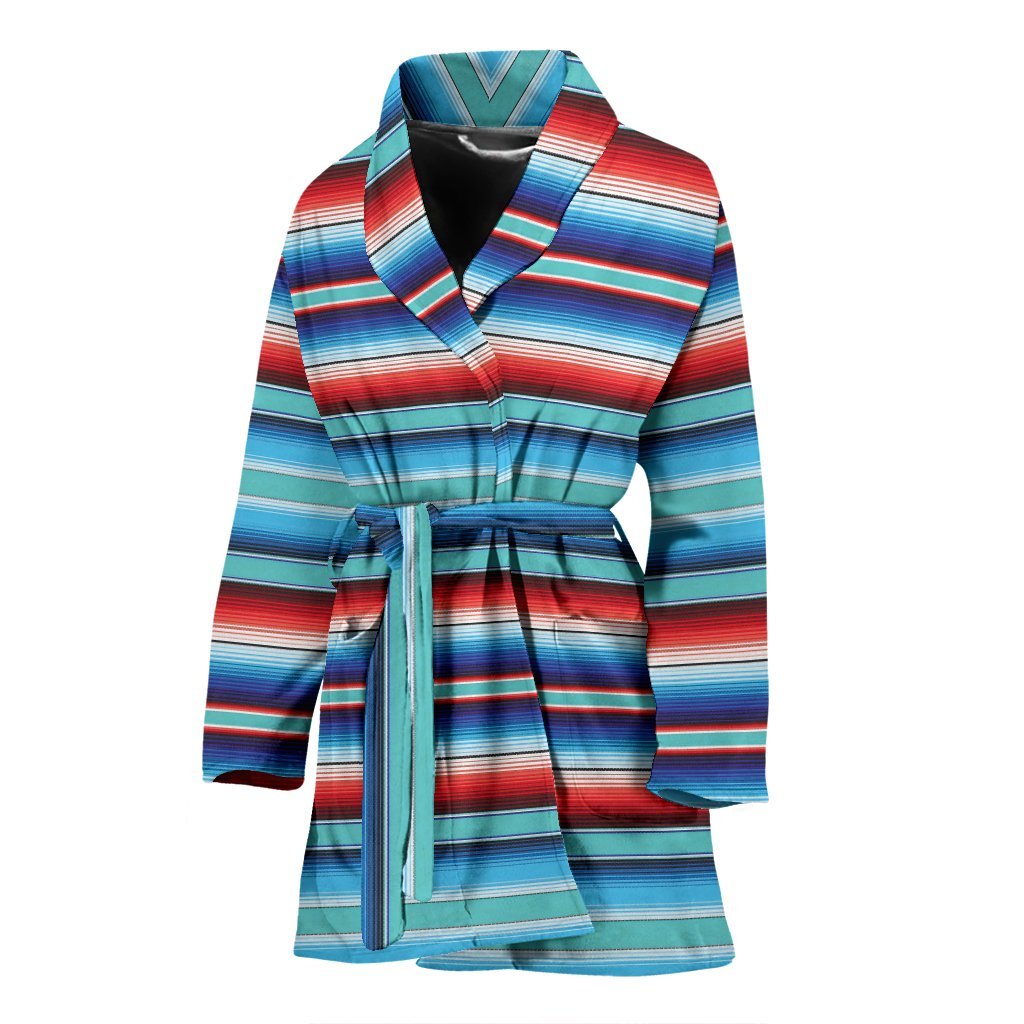 Pattern Print Baja Mexican Blanket Serape Women Long Robe-grizzshop