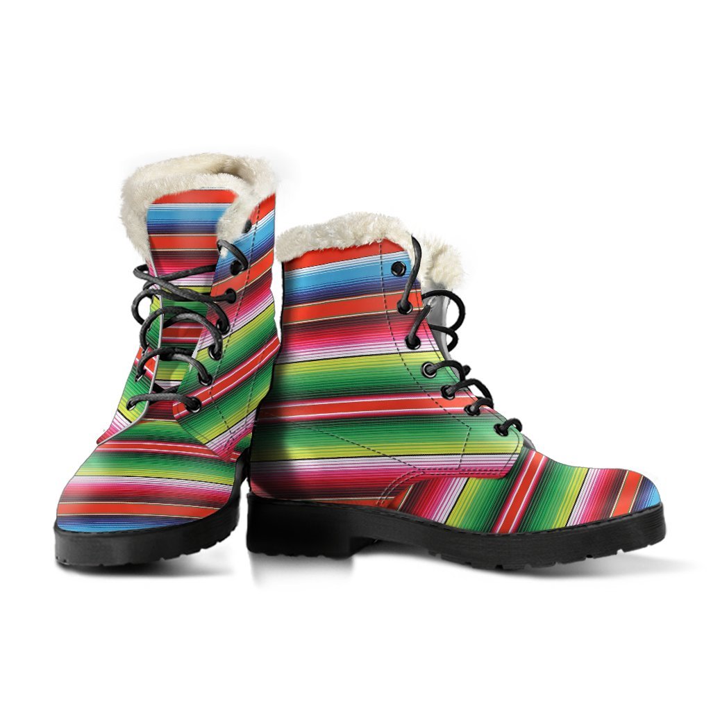 Pattern Print Baja Serape Mexican Blanket Comfy Winter Boots-grizzshop