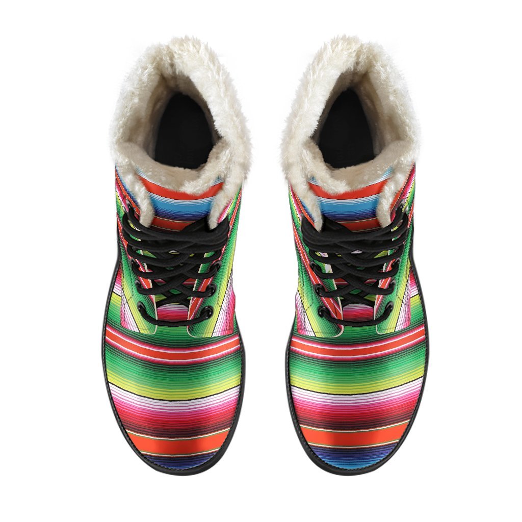 Pattern Print Baja Serape Mexican Blanket Comfy Winter Boots-grizzshop