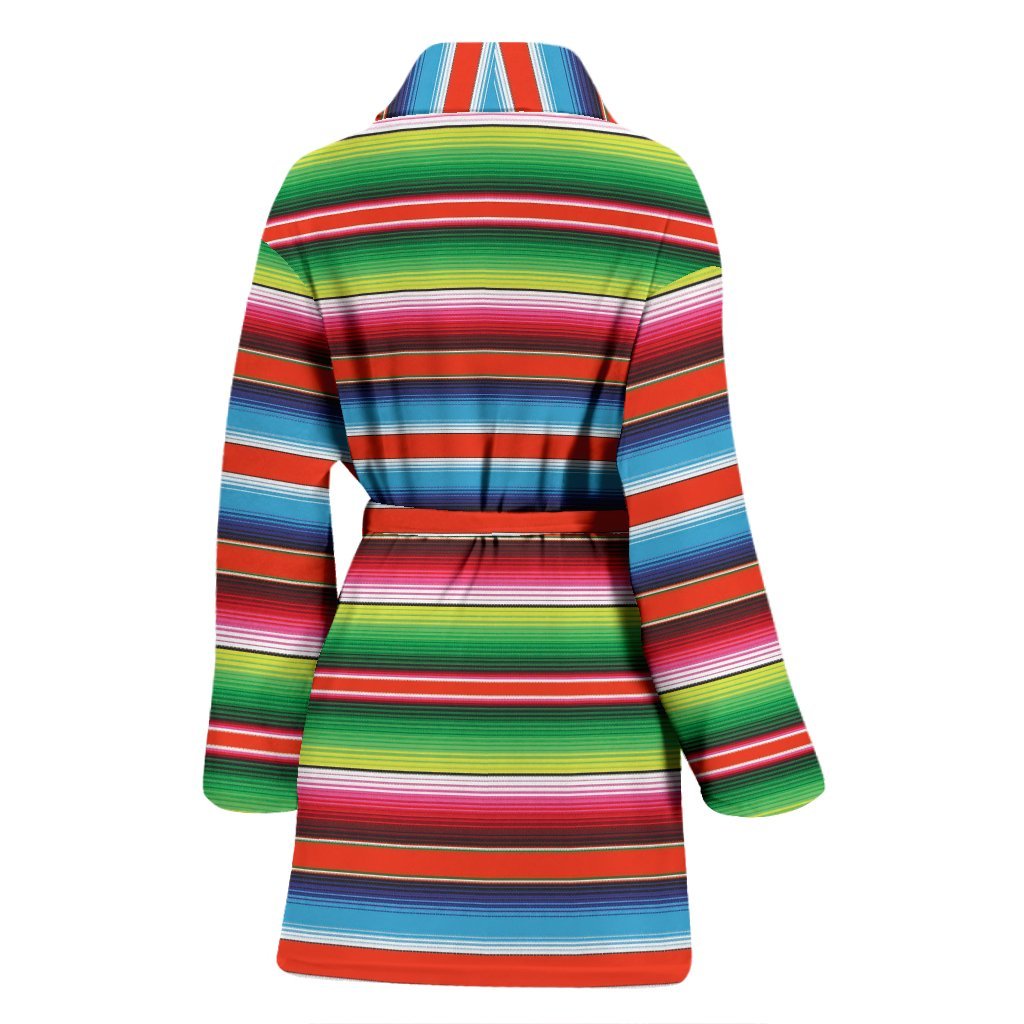 Pattern Print Baja Serape Mexican Blanket Women Long Robe-grizzshop