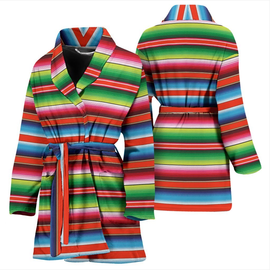 Pattern Print Baja Serape Mexican Blanket Women Long Robe-grizzshop