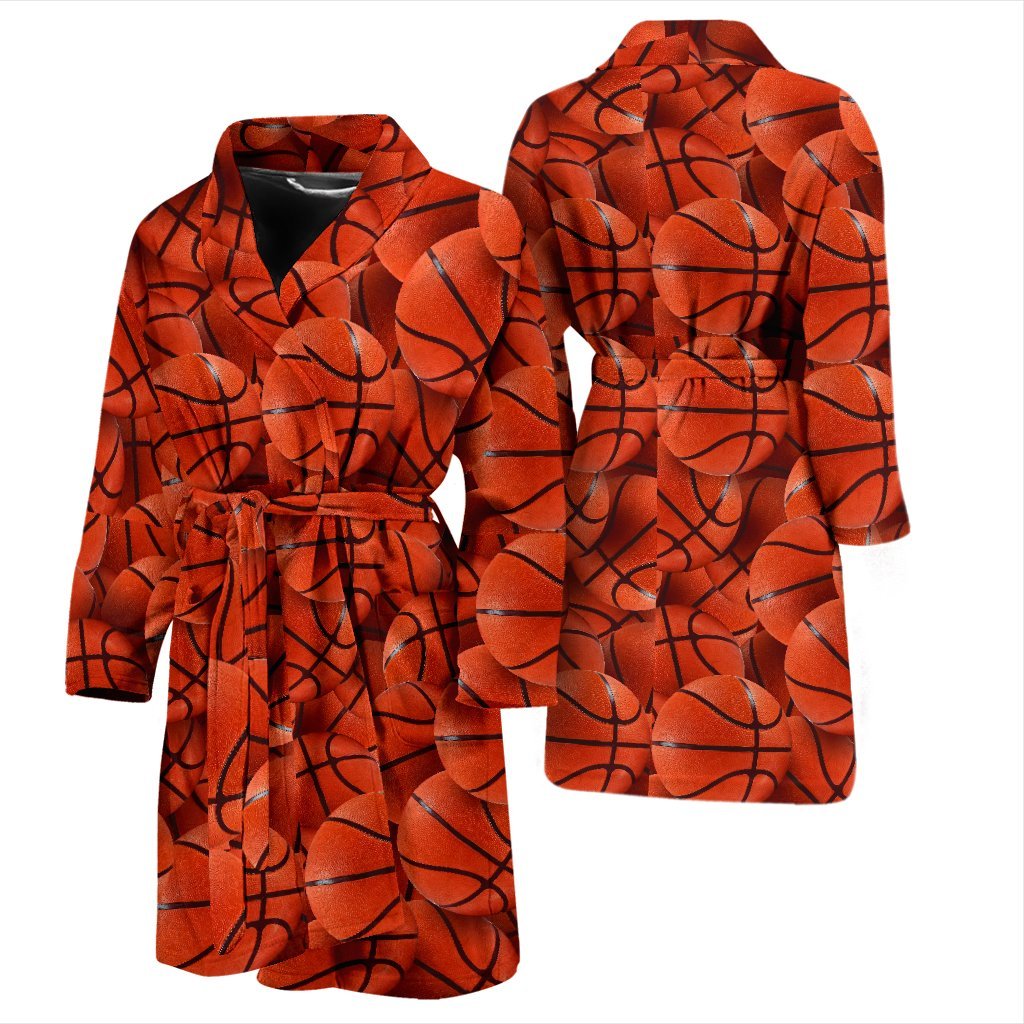 Pattern Print Basketball Men Long Robe-grizzshop