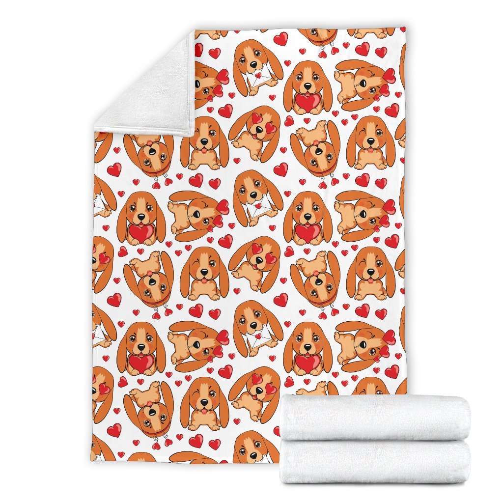 Pattern Print Basset Hound Dog Blanket-grizzshop