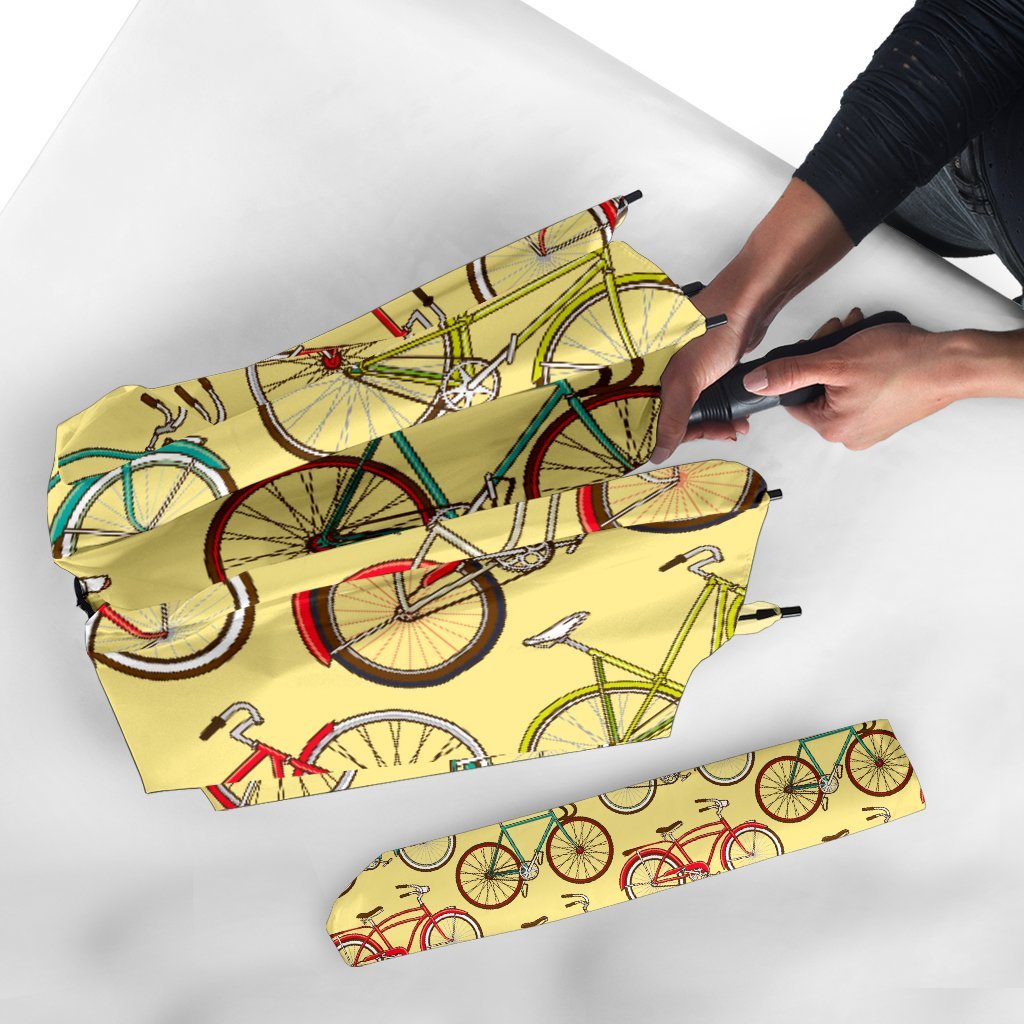 Pattern Print Bicycle Automatic Foldable Umbrella-grizzshop