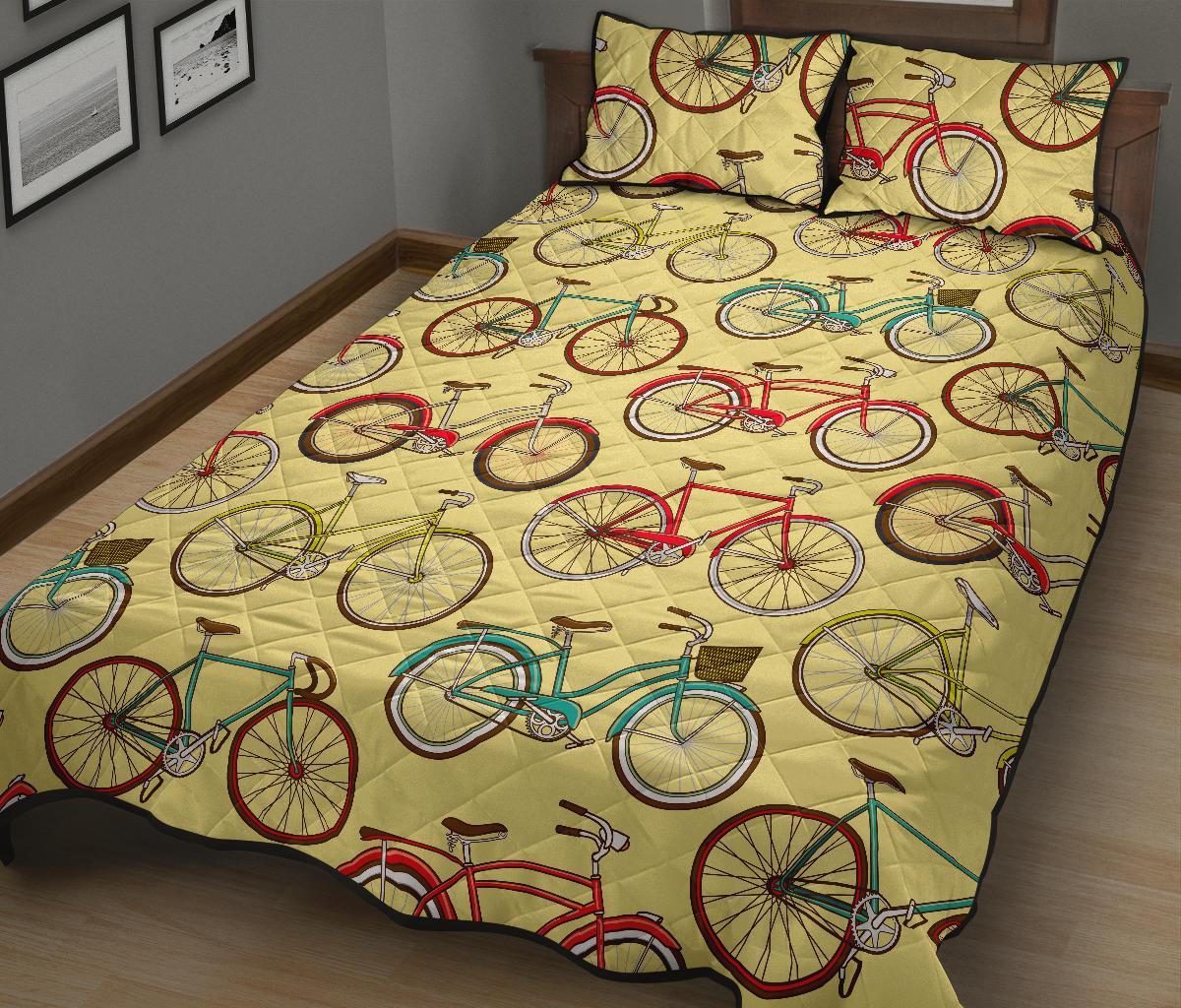 Pattern Print Bicycle Bed Set Quilt-grizzshop