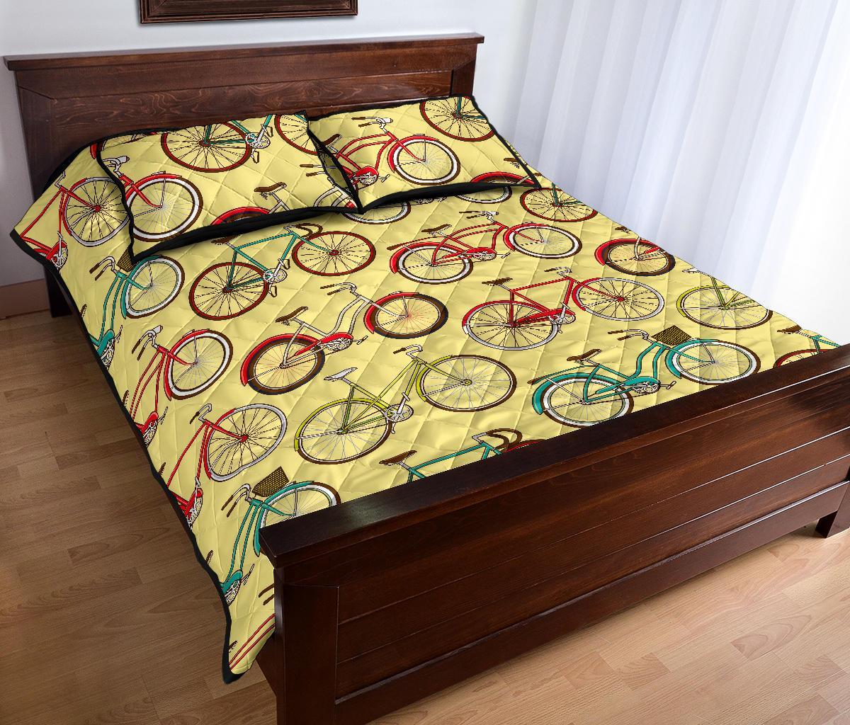 Pattern Print Bicycle Bed Set Quilt-grizzshop