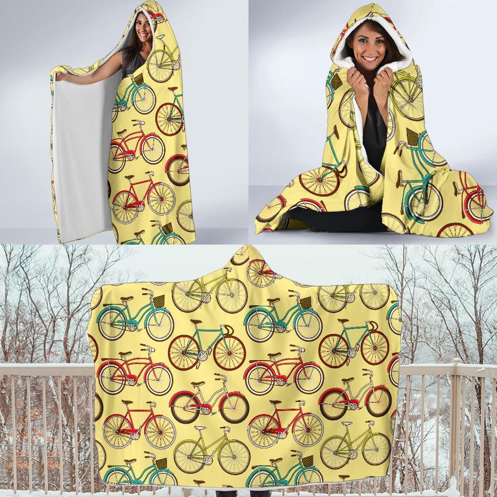 Pattern Print Bicycle Hooded Blanket-grizzshop