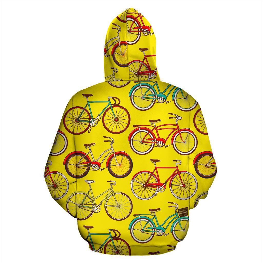 Pattern Print Bicycle Men Women Pullover Hoodie-grizzshop