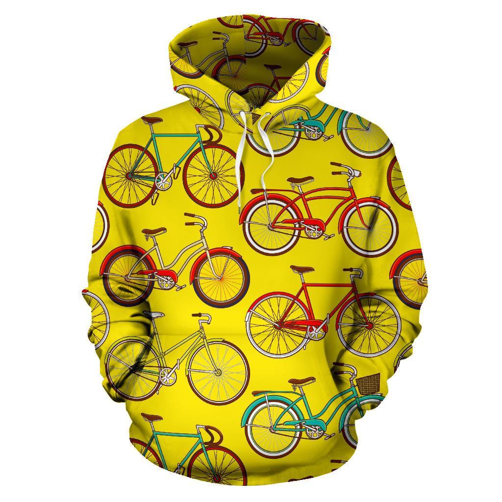 Pattern Print Bicycle Men Women Pullover Hoodie-grizzshop