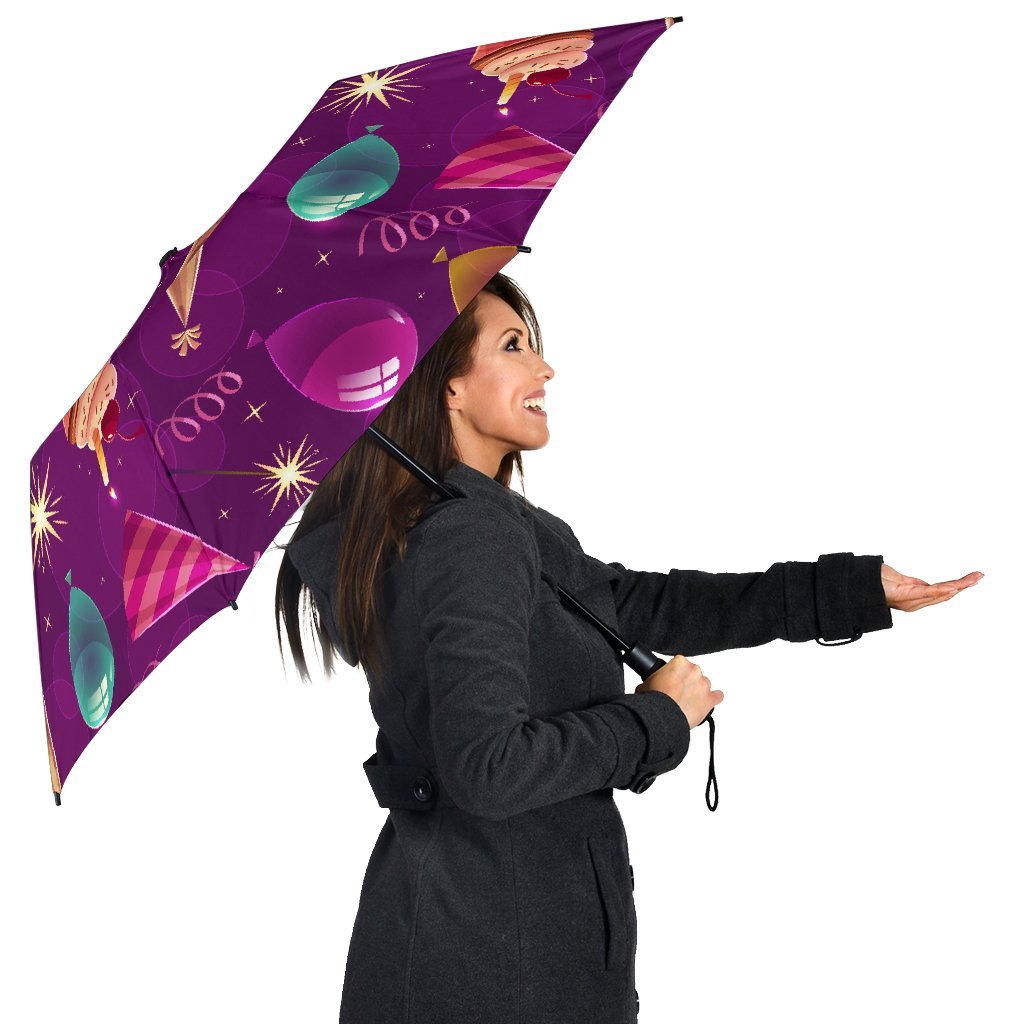 Pattern Print Birthday Automatic Foldable Umbrella-grizzshop