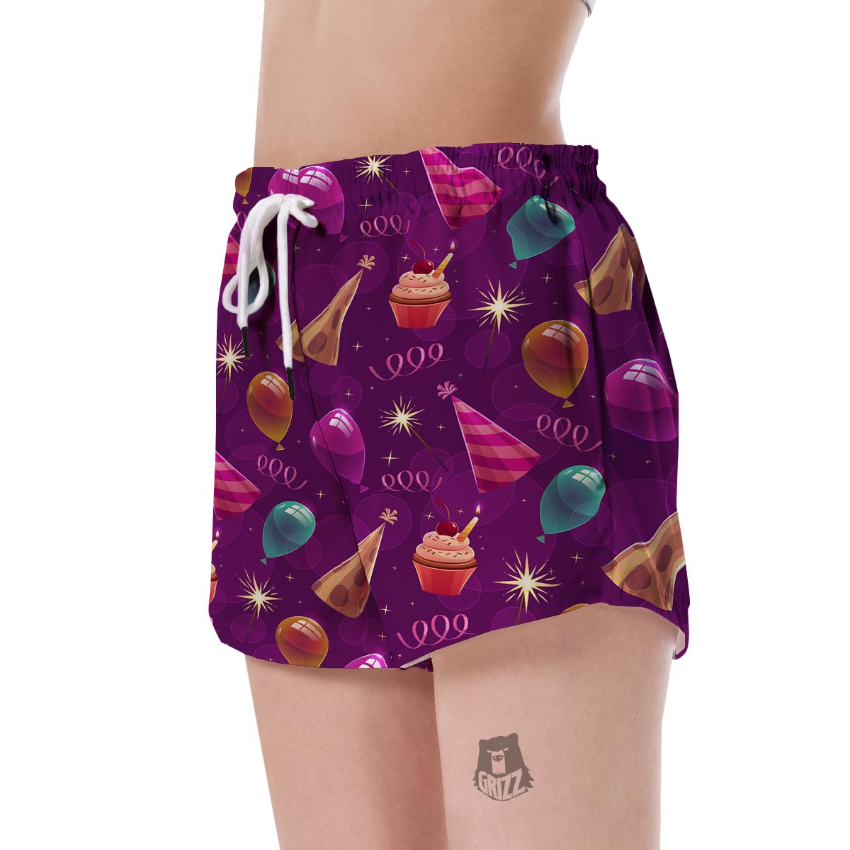 Pattern Print Birthday Women's Shorts-grizzshop