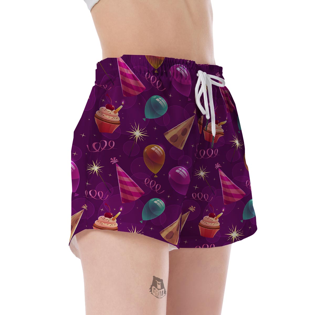 Pattern Print Birthday Women's Shorts-grizzshop