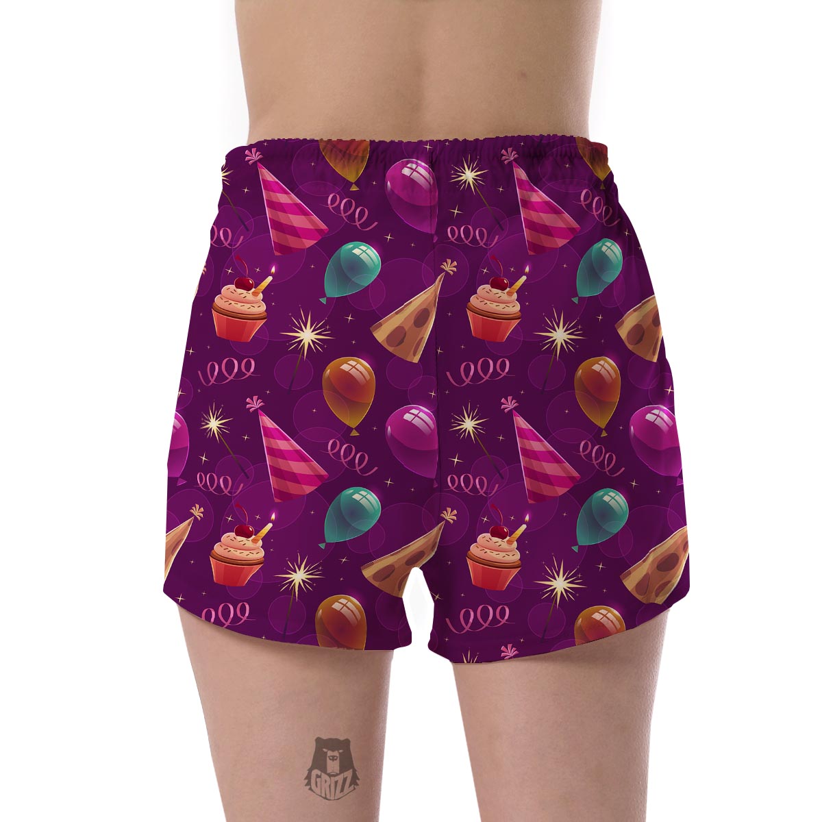 Pattern Print Birthday Women's Shorts-grizzshop