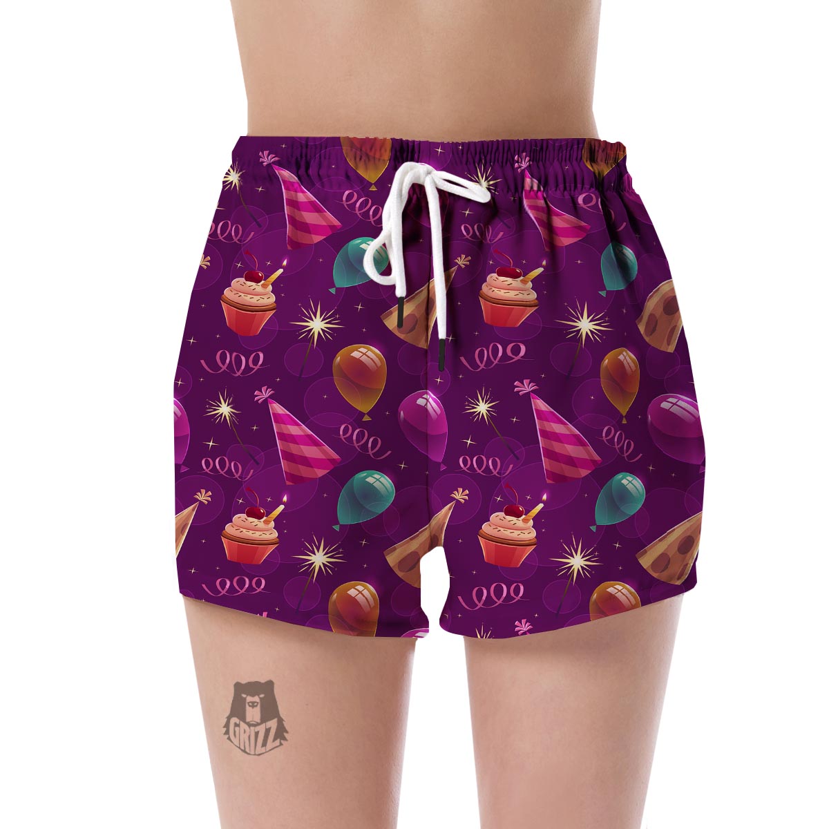 Pattern Print Birthday Women's Shorts-grizzshop
