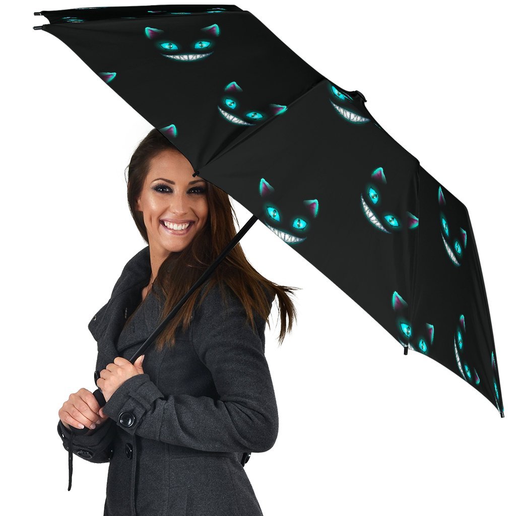 Pattern Print Black Cat Automatic Foldable Umbrella-grizzshop
