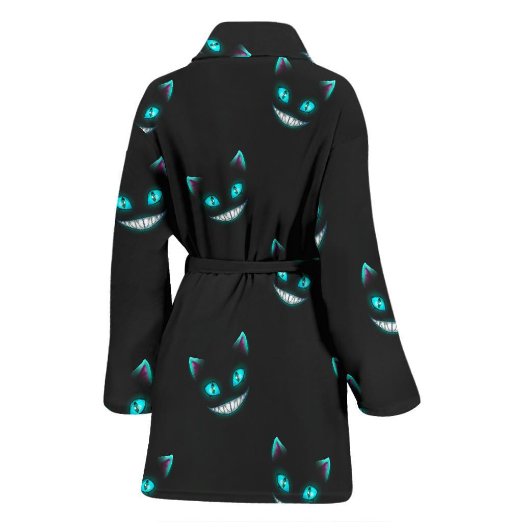 Pattern Print Black Cat Women Long Robe-grizzshop