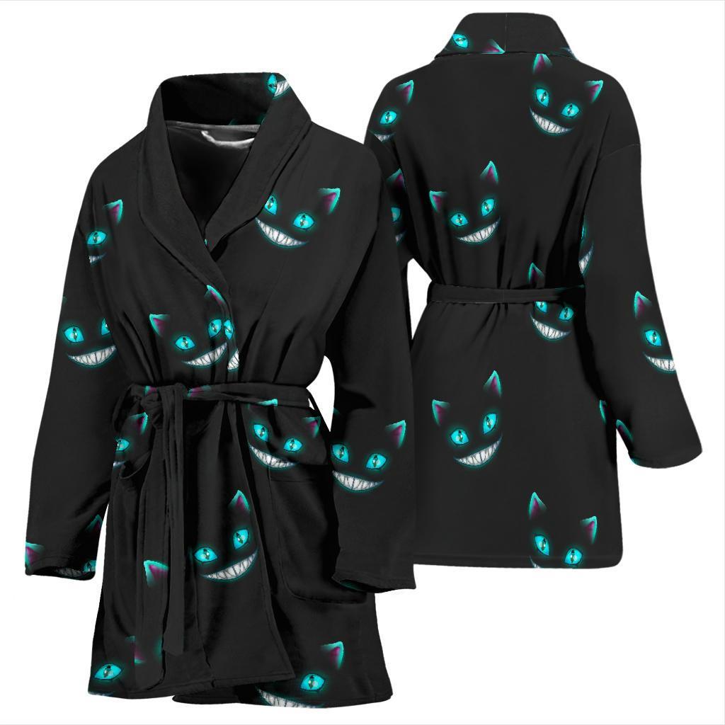 Pattern Print Black Cat Women Long Robe-grizzshop