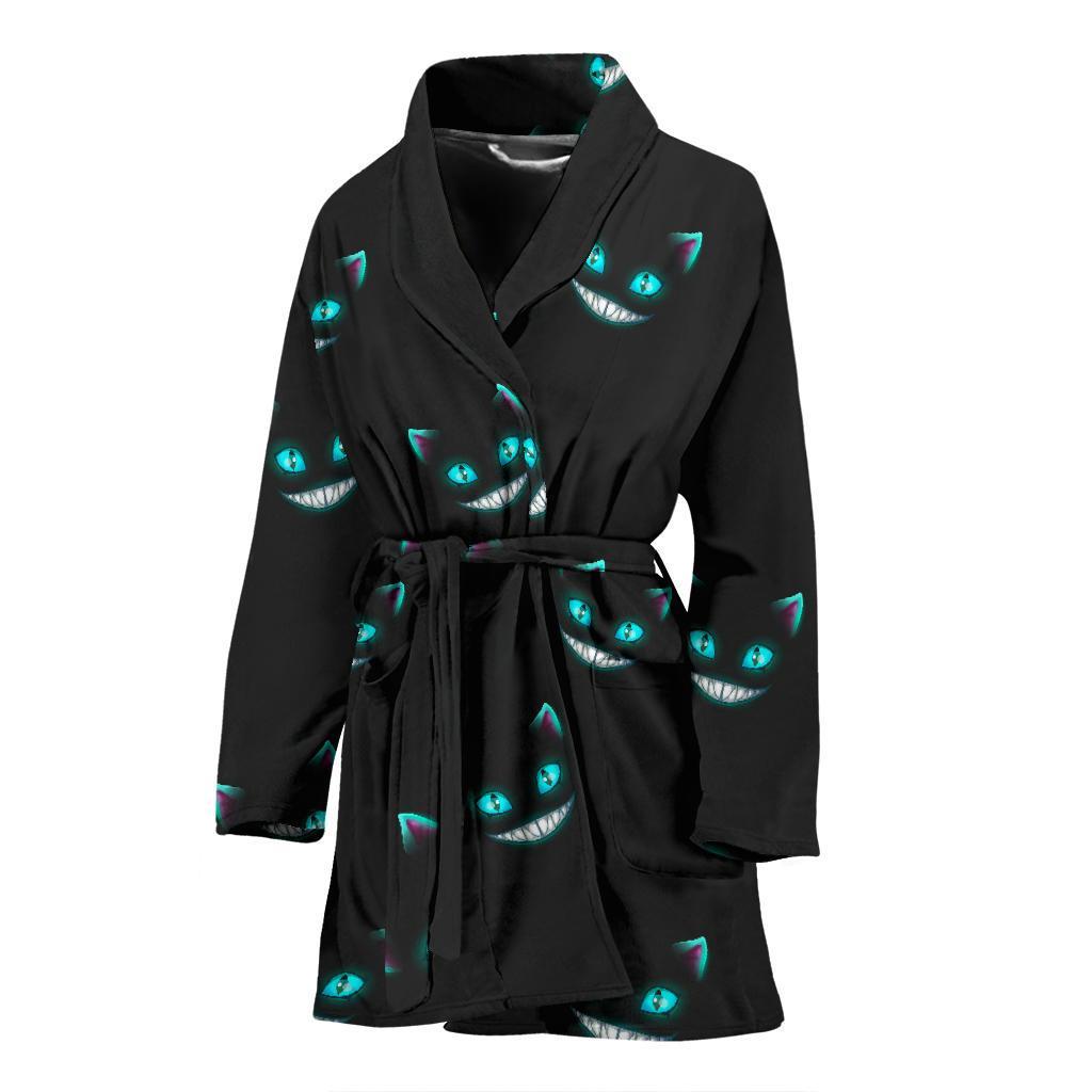 Pattern Print Black Cat Women Long Robe-grizzshop