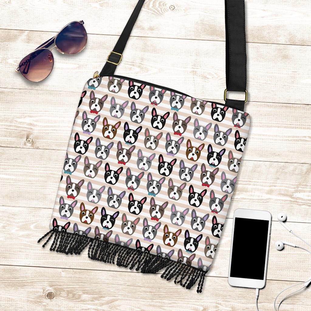 Pattern Print Boston Terrier Crossbody Bags-grizzshop