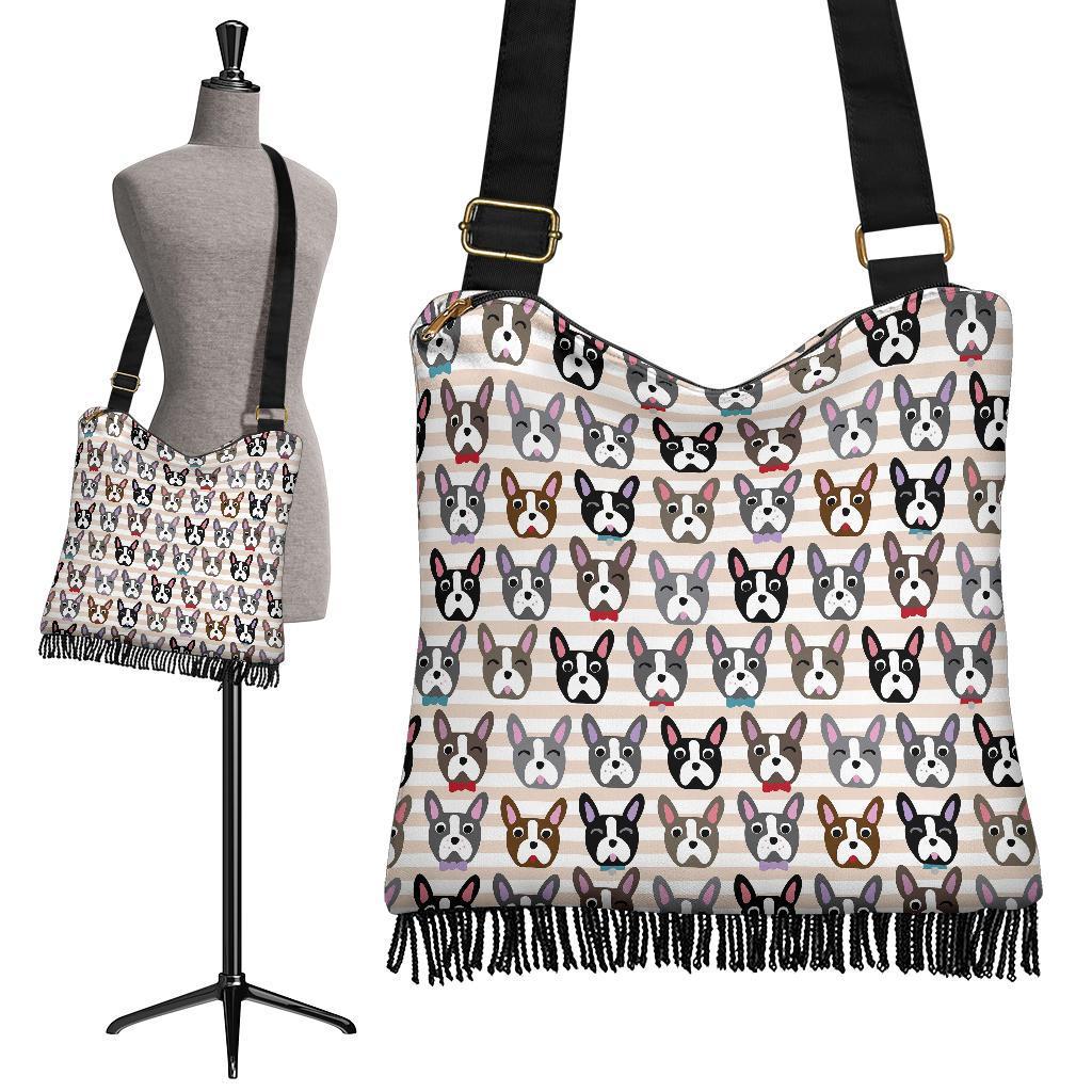 Pattern Print Boston Terrier Crossbody Bags-grizzshop