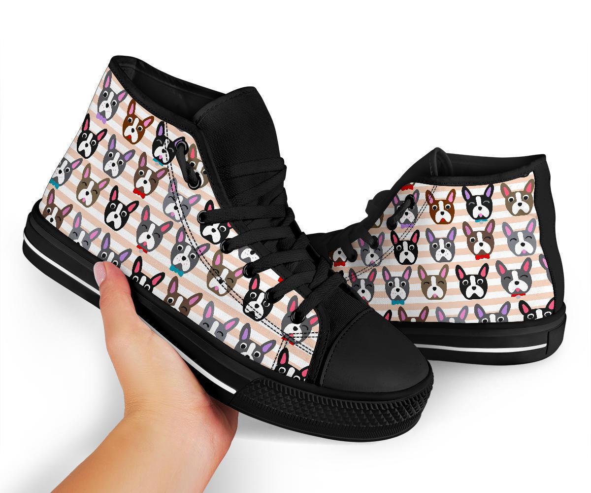 Pattern Print Boston Terrier Men Women's High Top Shoes-grizzshop
