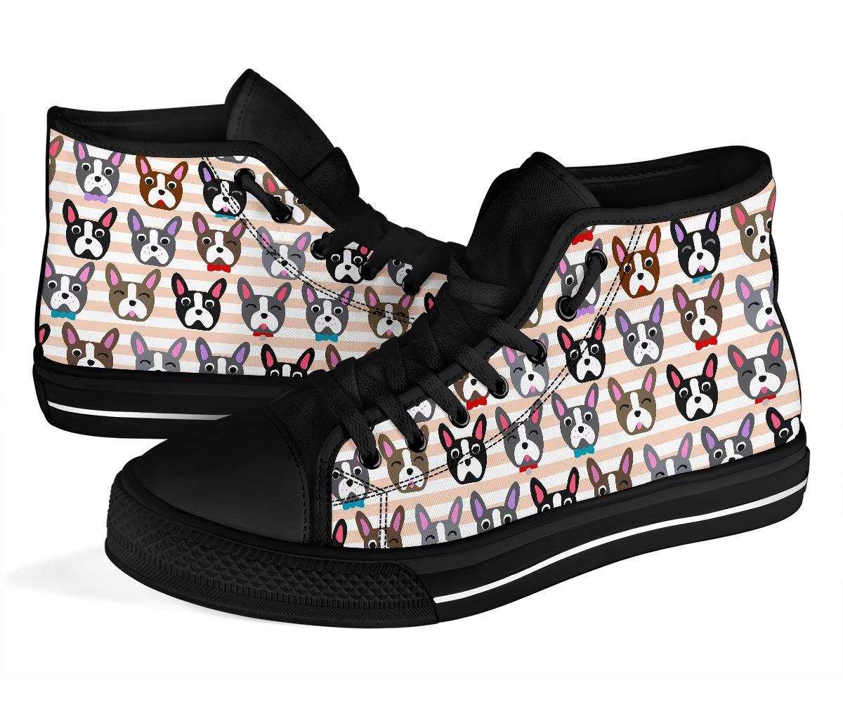 Pattern Print Boston Terrier Men Women's High Top Shoes-grizzshop